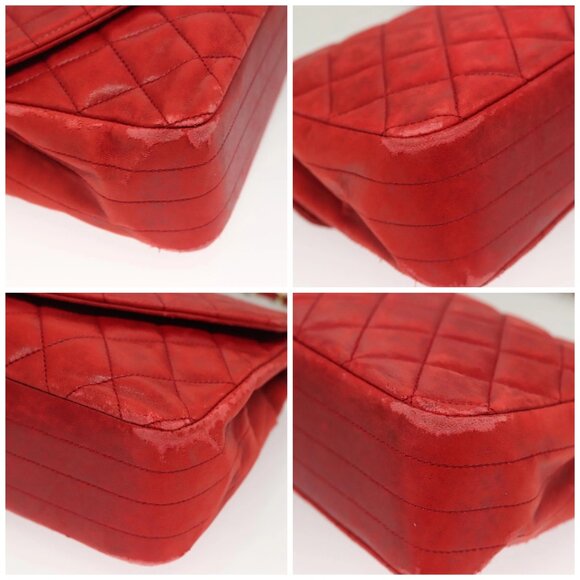 CHANEL Matelasse Chain Shoulder Bag Lamb Skin Red Gold CC Auth 136059 - Picture 16 of 16